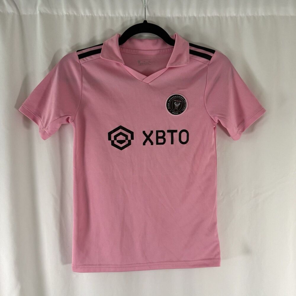 Unbranded Messi Jersey Youth 22 Pink Collared Short Sleeve 10